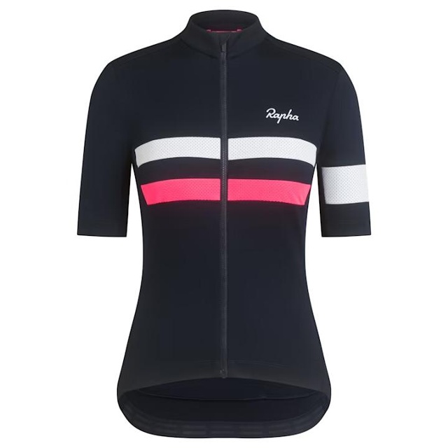 Rapha Women Brevet Jersey Cykeltröja Dam Dark Navy/Hi-Viz Pink