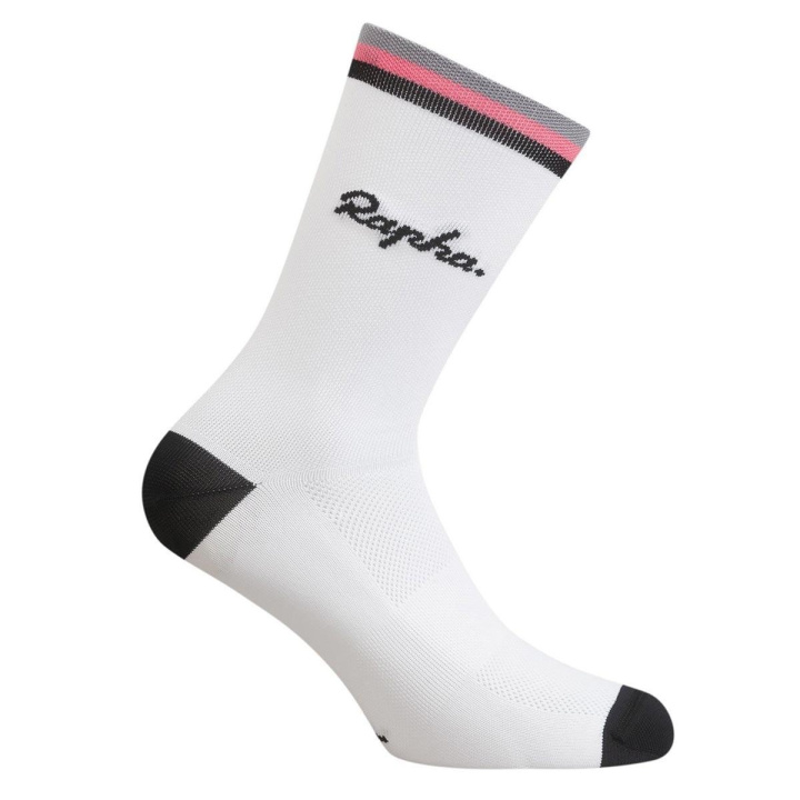 Rapha Logo Socks Strumpor White/Black/Pink i gruppen Kläder/skor/hjälm / Strumpor hos CykelCity (7489)