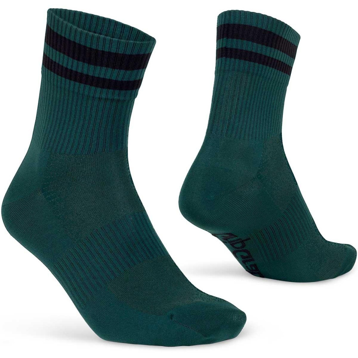 GripGrab Orginal Stripes Crew Socks Strumpor Green i gruppen REA / Rea - Kläder / Rea - Strumpor hos CykelCity (7812)