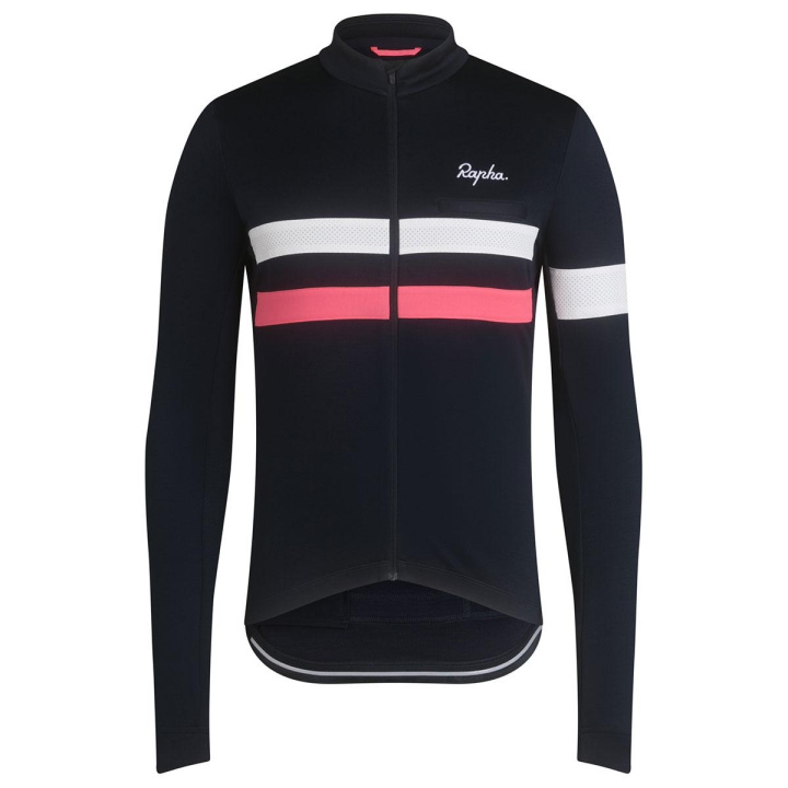 Rapha Brevet Long Sleeve Jersey Cykeltröja Dark Navy/Hi-Vis Pink i gruppen REA / Rea - Kläder / Rea - Tröjor hos CykelCity (8919)